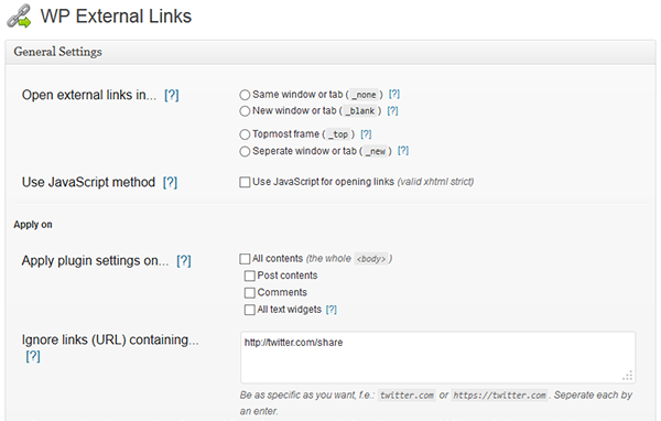 WP External Links - افزونه وردپرس اضافه کردن لینک نوفالو Nofollow External