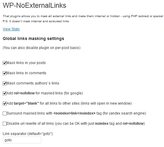 WP No External Links - افزونه وردپرس اضافه کردن لینک نوفالو Nofollow External