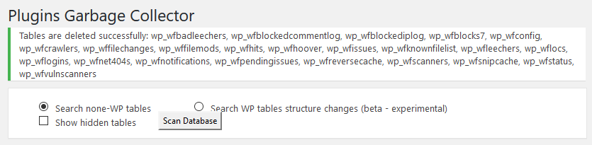 wp delete plugin db tables tables deleted - کاهش حجم دیتابیس وردپرس | بهینه سازی پایگاه داده وردپرس