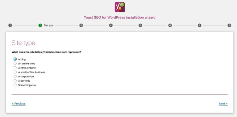 Yoast wizard website type 768x381 1 - نشانه‌گذاری اسکیما چیست و چه تاثیری در نتایج جستجو دارد؟