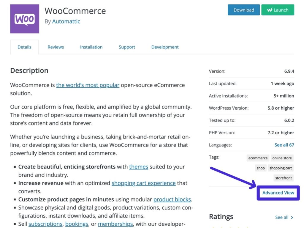 manually downgrade woocommerce 1 advanced view 1024x767 1 - چگونه بدون از دست دادن اطلاعات، نسخه ووکامرس را به نسخه قبلی برگردانیم؟