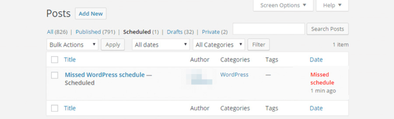 wordpress missed schedule error 768x233 1 - چگونه خطای Missed Schedule در وردپرس را حل کنیم؟  | ارور زمانبندی از دست رفته